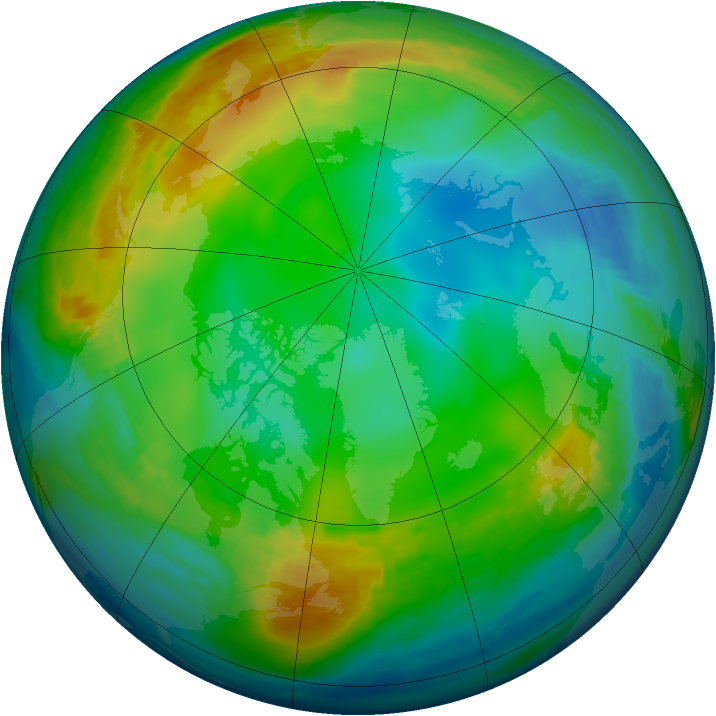 Arctic ozone map for 20 December 1991